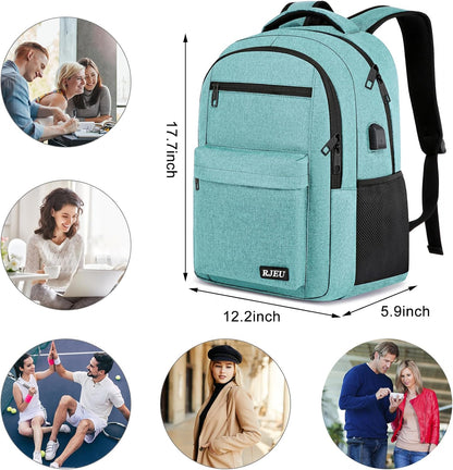 School Backpack for Teen Girls & College Students - 15.6 Inch Laptop Backpack with USB Charging Port, Ergonomic Anti-Theft Design for University, High School, Work, Teal