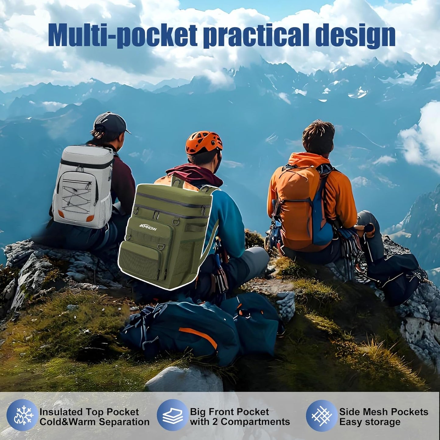 Backpack Cooler Insulated Leak Proof for Men Women 50 Cans Soft Cooler Backpack Insulated Waterproof Large Capacity Coolers Bag Portable for Lunch Camping Travel Picnic Hiking