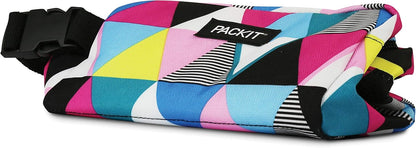PackIt Freezable Snack Box, Triangle Stripes, Built with ECOFREEZE Technology, Collapsible, Reusable, Zip Closure with Buckle Handle, Great for All Ages and Fresh Snacks on the go