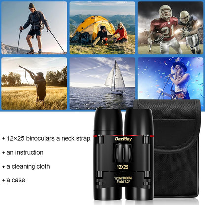 12x25 Small Compact Binoculars for Adults & Kids - Mini Lightweight High Powered Binoculars with Clear Vision for Cruise Ship, Bird Watching, Travel, Opera Concert