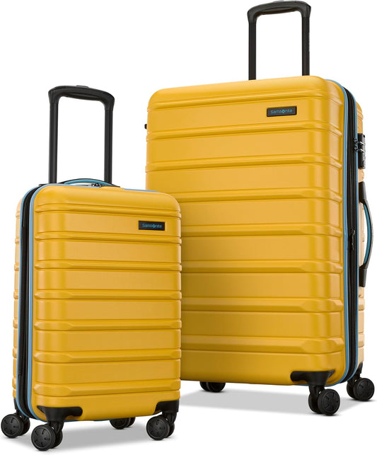 Samsonite Omni 2 Hardside Expandable Luggage with Spinner Wheels, 2-Piece Set (19/24), Sunflower Yellow