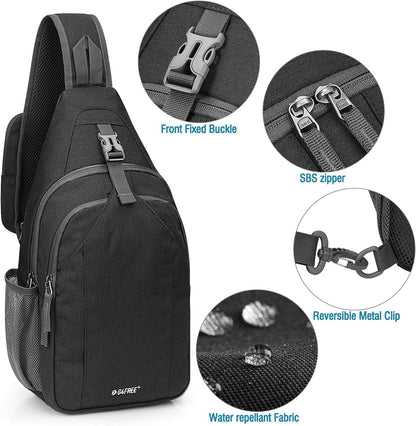 G4Free Sling Bag RFID Blocking Sling Backpack Crossbody Chest Bag Daypack for Hiking Travel(Black)