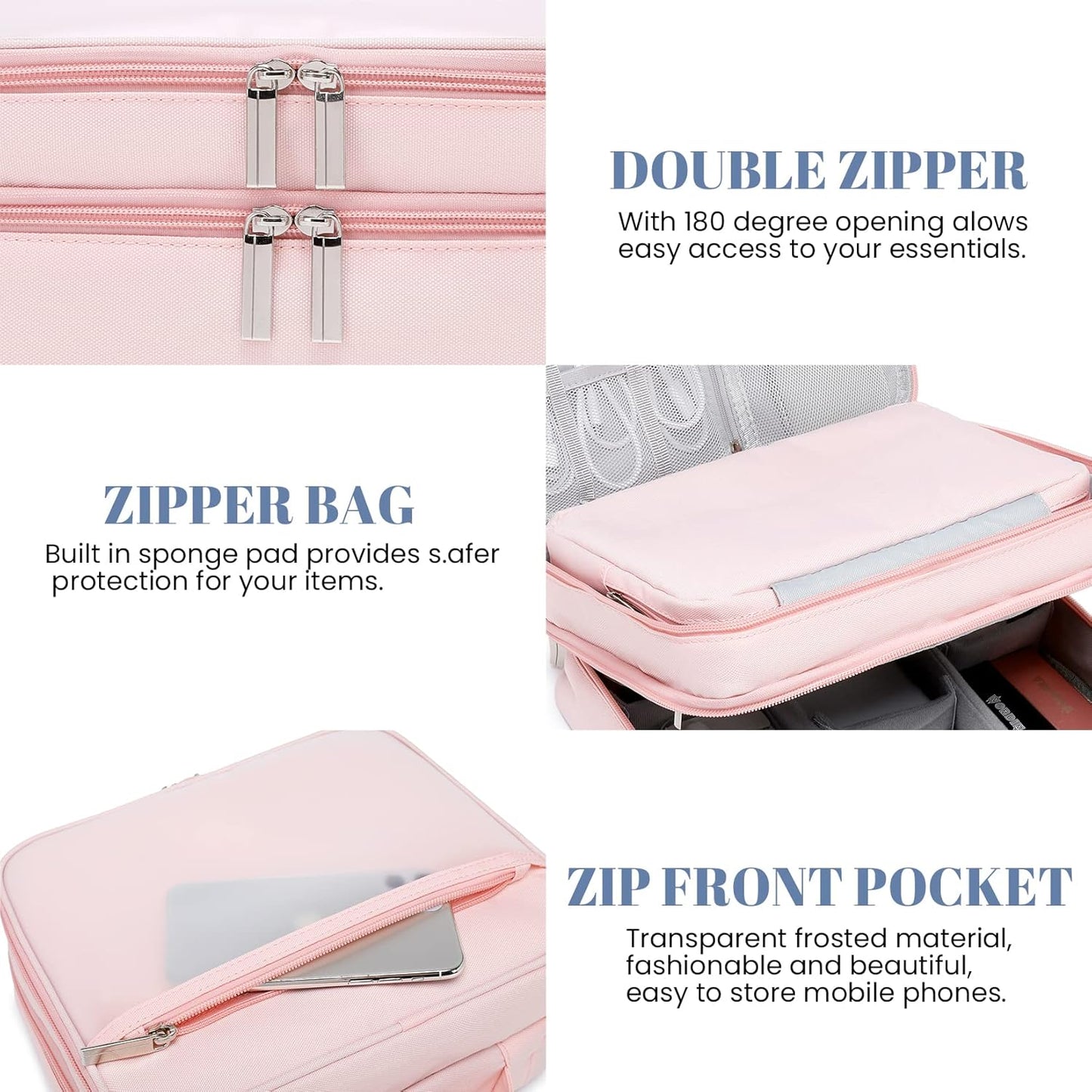 mygreen Electronic Bag Travel Cable Accessories Bag Waterproof Triple Layer Electronics Organizer Portable Storage Case for Cable, Cord, Charger, Phone, Adapter, Power Bank, Kindle, Hard Drives Gray