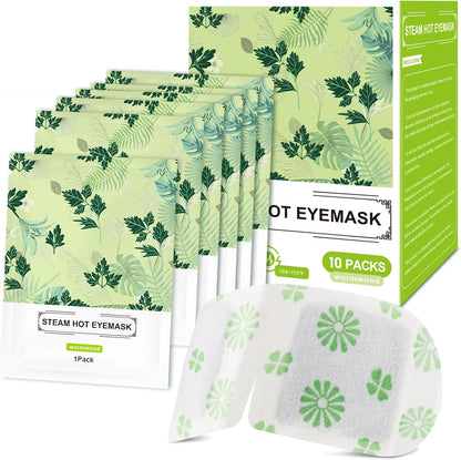 10 Packs Steam Eye Mask, Wormwood Steam Eye Masks Disposable, Self-Heating Relief Heated Eye Mask for Fatigue, Perfect for Home, Sleep, Spa & Travel