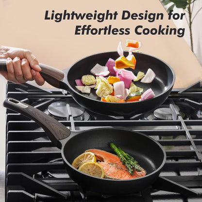 SENSARTE Nonstick Frying Pan Skillet 8Inch Non Stick Egg Pan Omelette Pans, Healthy Kitchen Cooking Chef's Pan, Free of Intentionally Added PFOA/PFOS, Induction Compatible, Black
