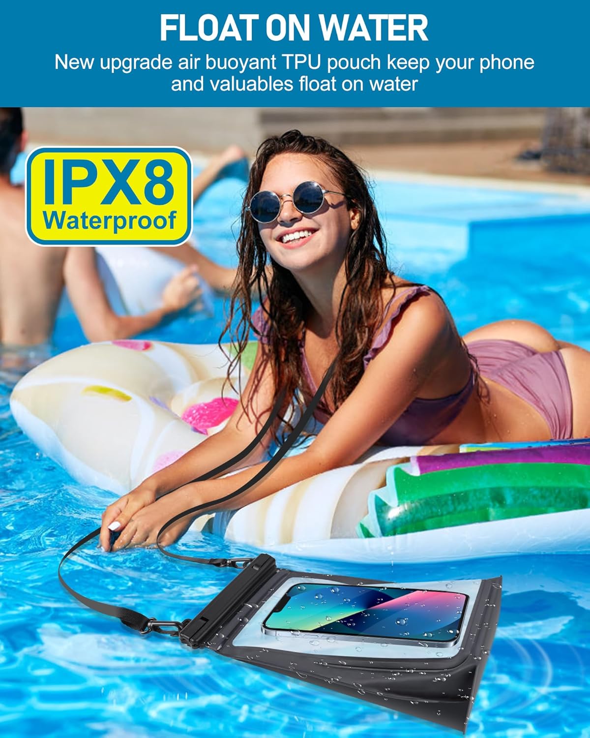 Large Capacity Waterproof Phone Pouch, Floating Dry Bag for iPhone 16 13 12 11 Pro Max Galaxy S22 S21 Waterproof Bag Sunscreen Glasses Storage Dry Pouch for Swimming Rafting Boating