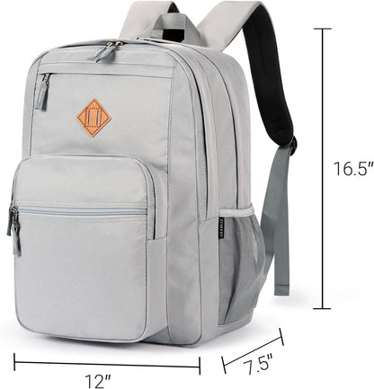 ZORFIN 26L Backpack for College, and Travel: Water Resistant Bookbag - Grey