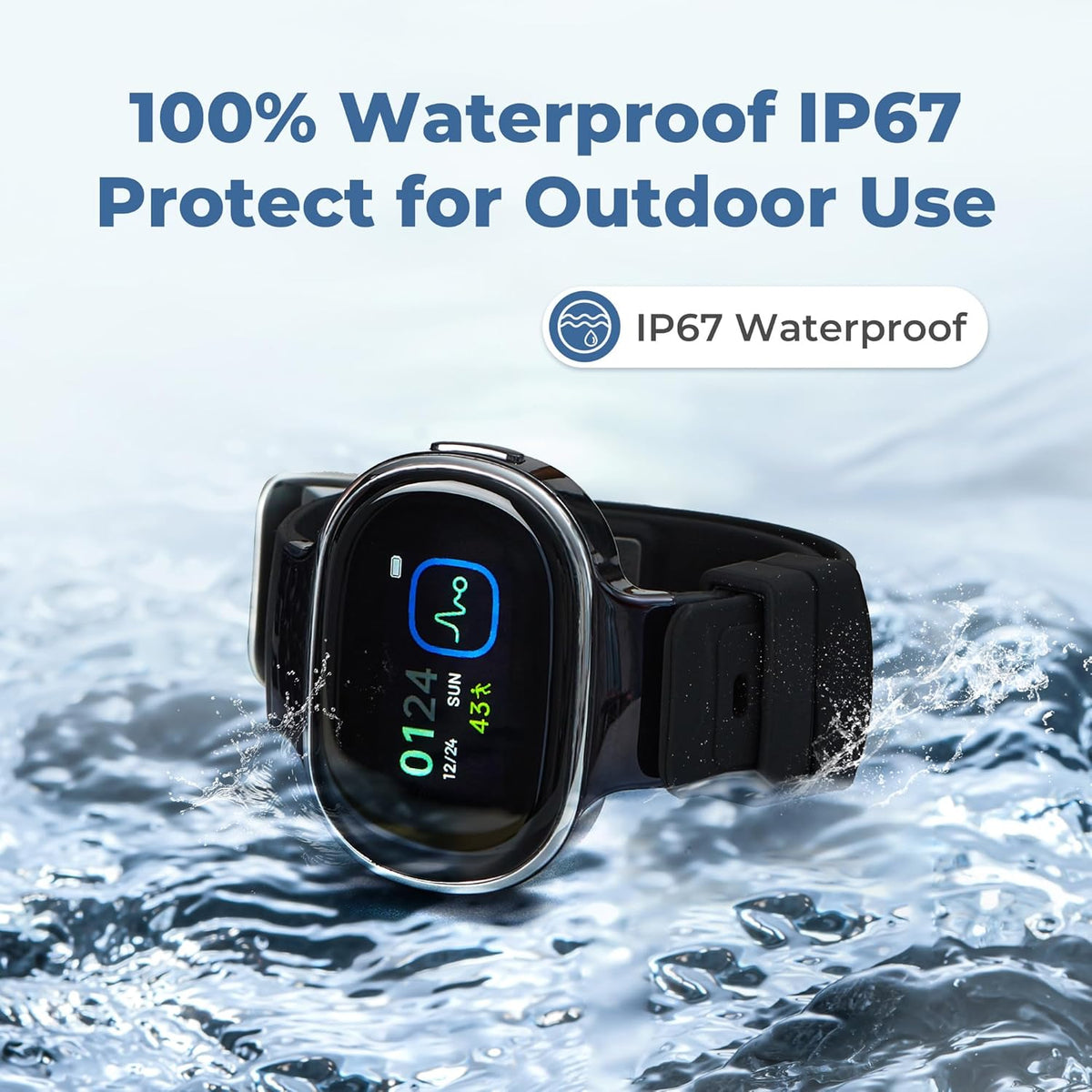 EmeTerm Smart FDA-Cleared Anti-Nausea Wristwatch Touchscreen IP67 Waterproof Morning Motion Sickness Relief Rechargeable Fast Acting Drug Free (Black - Extra 2pack Conductive Gel)