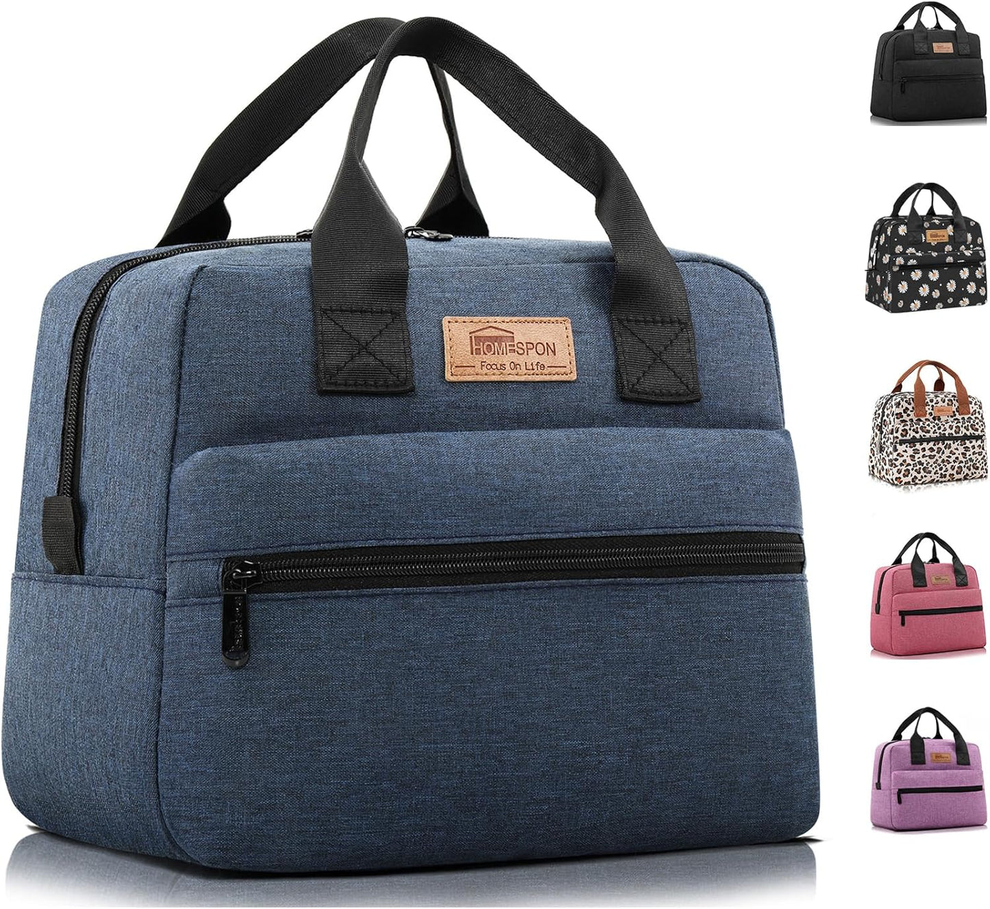 HOMESPON Insulated Lunch Bag for Women Men Lunch Box Cooler Lunch Tote for Work Picnic (Navy)