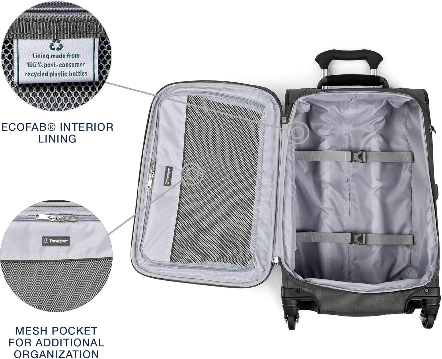 Travelpro Maxlite 5 Softside Expandable Carry on Luggage with 4 Spinner Wheels, Lightweight Suitcase, Men and Women, Shadow Grey, Compact Carry on 20-Inch