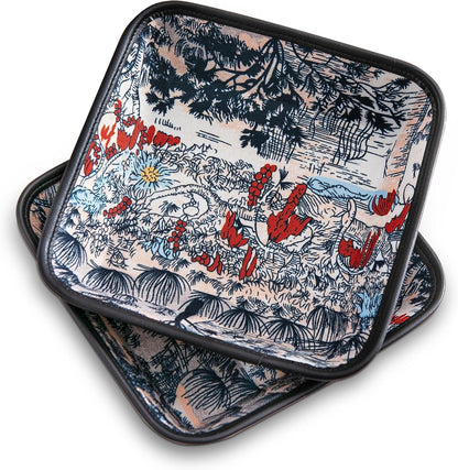 2025 Improved Design Premium Square Fabric Valet Tray Organizer Set of 2, Hard Canvas Catchall Tray for Watches, Keys, Wallets, Jewelry & Candys on Desk, Bedside, Nightstand (Square Hard)