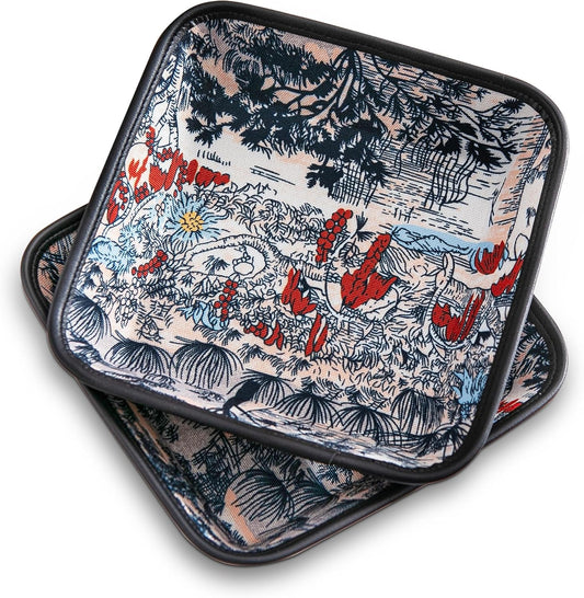 2025 Improved Design Premium Square Fabric Valet Tray Organizer Set of 2, Hard Canvas Catchall Tray for Watches, Keys, Wallets, Jewelry & Candys on Desk, Bedside, Nightstand (Square Hard)