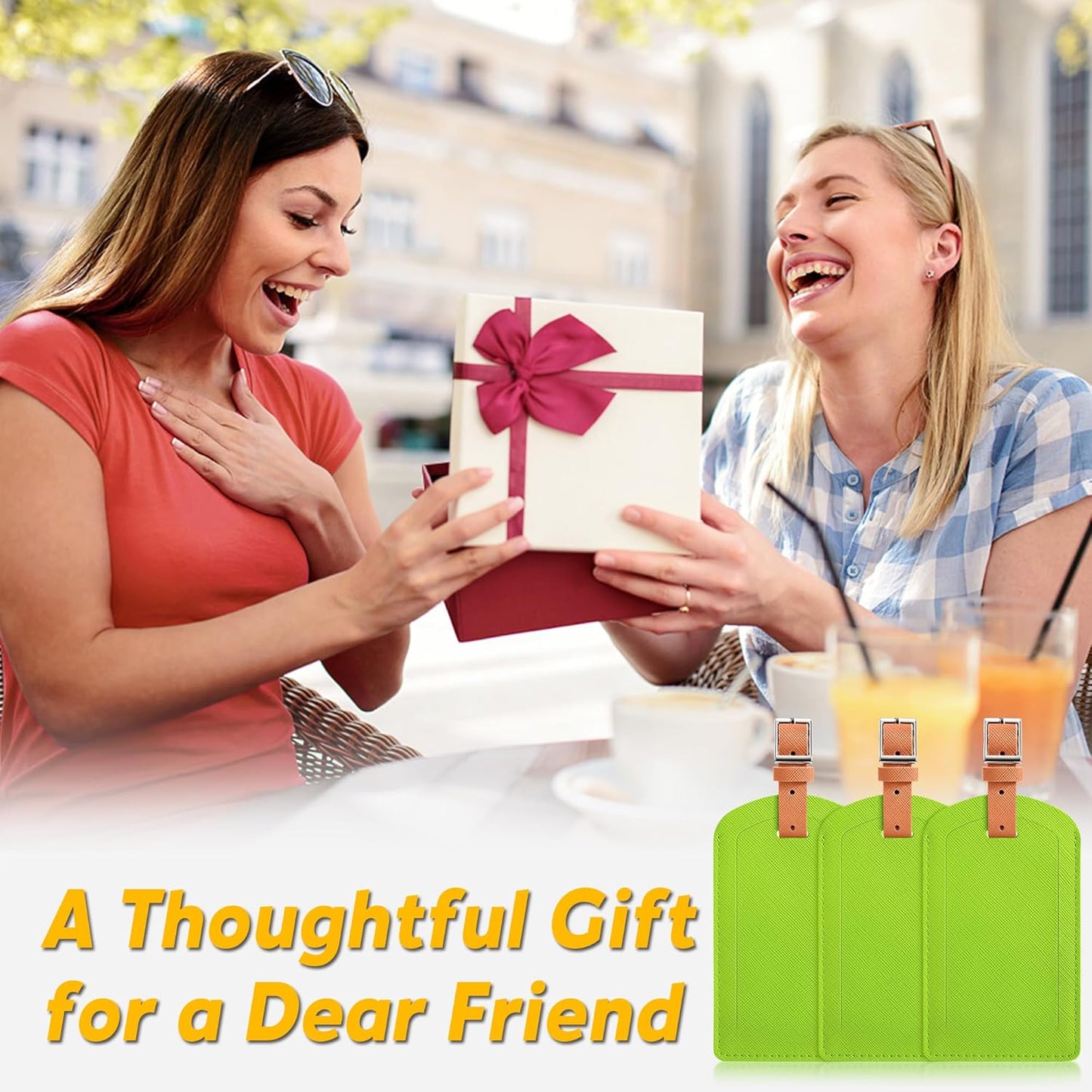 3 Pack Luggage Tags for Suitcases, TSA Approved Bag Tags, Baggage Tags with Privacy Protection, Travel Essentials Luggage Accessories, Green & Brown