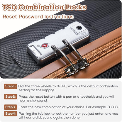 imiomo Luggage Sets 3 Piece,Expandable Hardside Suitcase Set with Spinner Wheels,Lightweight Travel Luggage set with TSA Lock（20/24/28,Black）