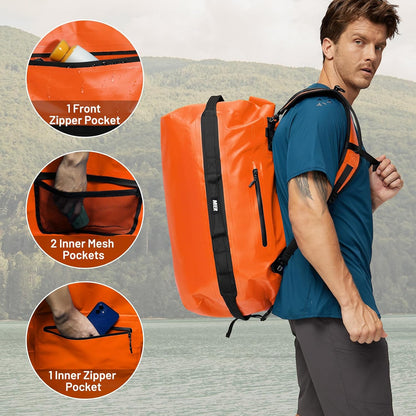 MIER Large Waterproof Duffel Bag Rolltop Dry Backpack Duffle Bags for Kayaking, Rafting, Boating, Swimming, Camping, Travel, Gym, Beach, 60L/80L