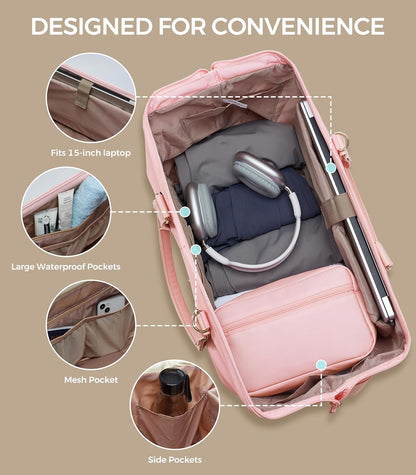 Weekender Bags for Women, Large Travel Duffel Bag with Shoes Compartment, Carry On Overnight Tote Bags with Toiletry Bags, Hospital Bags for Labor and Delivery