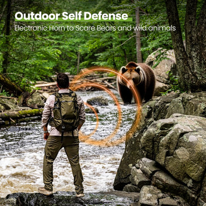 UNIWA Electronic Air Bear Horn, 120±5 dB Loud Air Horn for Safety Hiking Camping Emergency Whistle with Compass, Bear Horn to Scare Bears - Self Defense for Hiking -Red