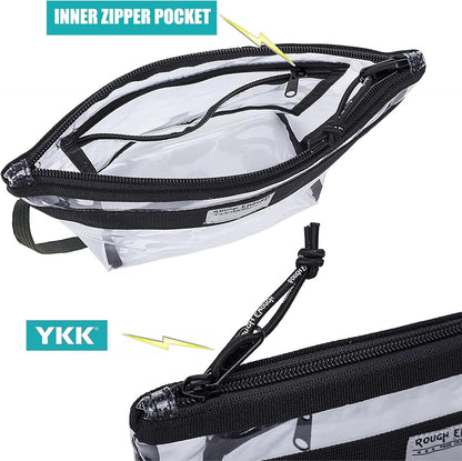 Rough Enough Clear Toiletry Bag Makeup Organizer Cosmetic Pouch with Zipper Handle for Travel Beach Essentials Storage