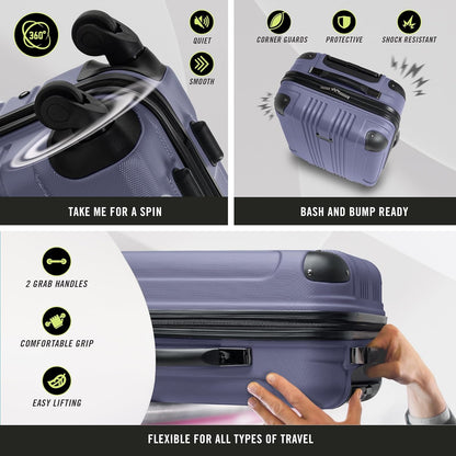 Kenneth Cole REACTION Out of Bounds Lightweight Hardshell 4-Wheel Spinner Luggage, Smokey Purple, 3-Piece Set (20", 24", & 28")