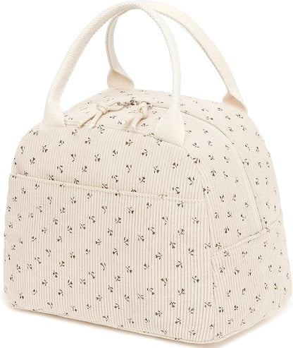 Bluboon Lunch Bag for Women Men Cute Corduroy Lunch Tote Bags Reusable - Image 4