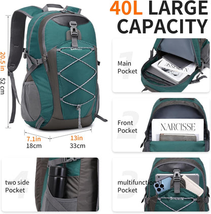 40L Hiking Backpack Lightweight Daypack Waterproof Travel Camping Backpack for Men Women Sport Packable