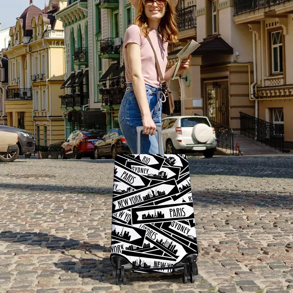 Travel Luggage Cover Suitcase Protector Fits 18-32 Inch Wheel Covers PatternedTravel Related Items Flower Luggage Protector Elastic XL