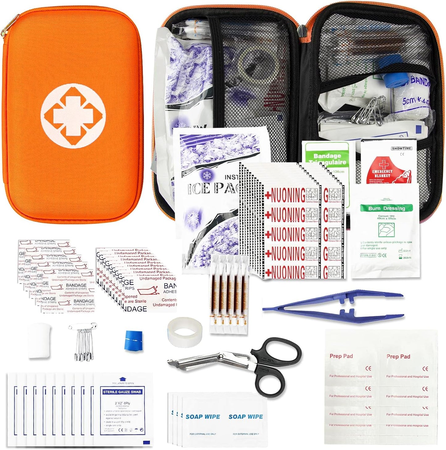 276PCS Mini Car First Aid Kit Travel Size for Business Trips, Compact First Aid Emergencies Kit Supplies for Rv Hiking Rode Trips Home Essentials, Orange AMORNING