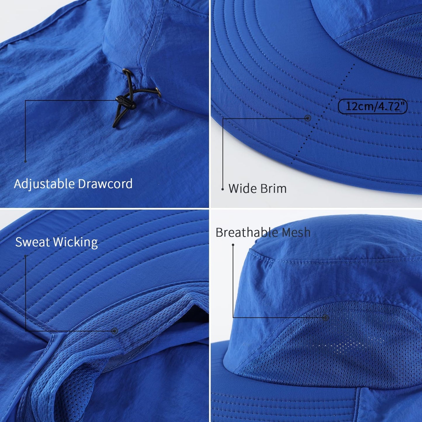 Home Prefer Outdoor UPF50+ Sun Hat Wide Brim Mesh Fishing Hat with Neck Flap