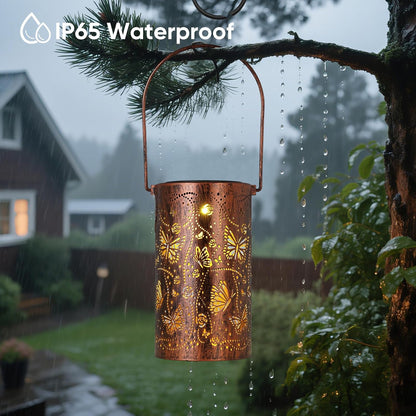 Homemory Butterfly Solar Lanterns Lights Outdoor Waterproof, Hollowed-Out Metal Decor Lantern, Gifts for Women, LED Solar Lights Metal Decoration Outside for Yard, Patio, Backyard, Porch, Lawn