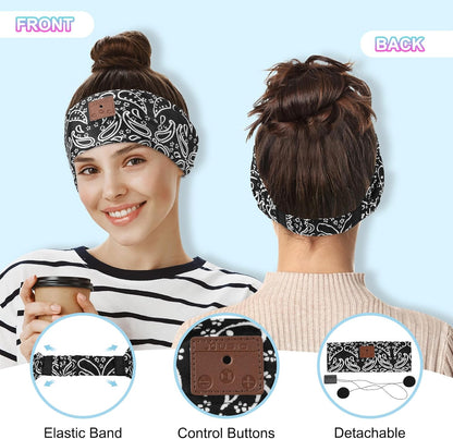 2-Pack Sleeping Headphones, Bluetooth 5.4 Headband Headphones, Wireless Bluetooth Headband for Yoga, Running, Workout, Travel, Sports, Unique Presents for Adult Teens - Black&Blue