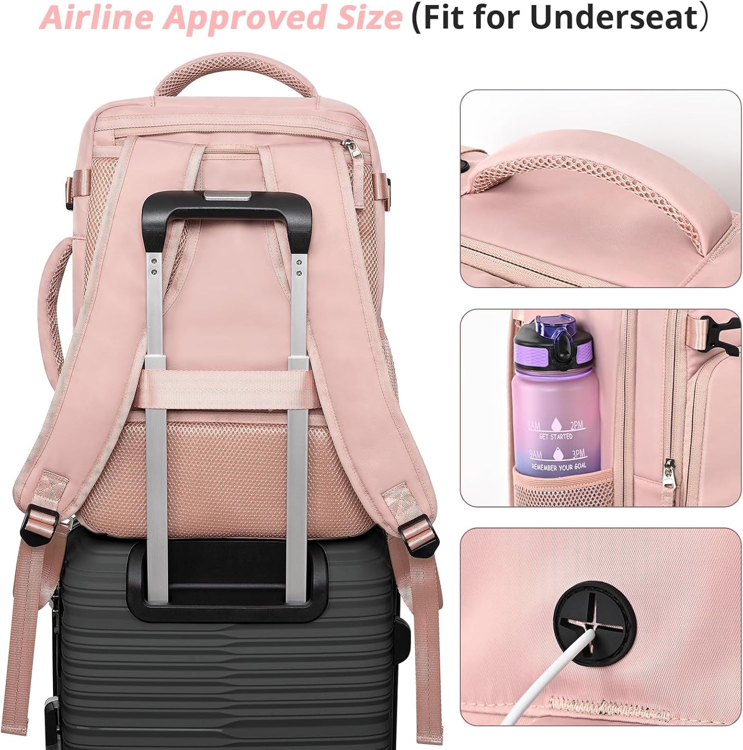 Travel Backpack for Women Men,Travel Laptop Backpack w/USB Charging Port, Waterproof Travel Backpack Carry On Flight Approved,Weekender Business Hiking Bag,Laptop Backpack 17 inch