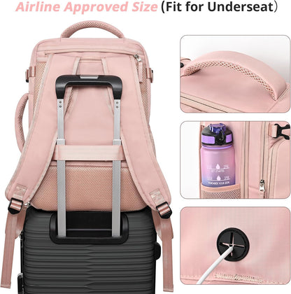 Travel Backpack for Women Men,Travel Laptop Backpack w/USB Charging Port, Waterproof Travel Backpack Carry On Flight Approved,Weekender Business Hiking Bag,Laptop Backpack 17 inch