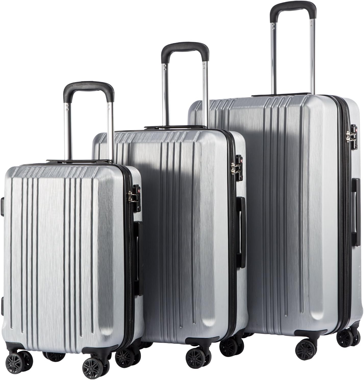 Coolife Luggage Expandable Suitcase PC+ABS 3 Piece Set with TSA Lock Spinner 20in24in28in