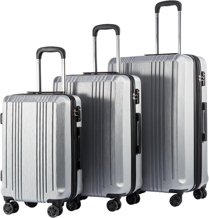 Coolife Luggage Expandable Suitcase PC+ABS 3 Piece Set with TSA Lock Spinner 20in24in28in