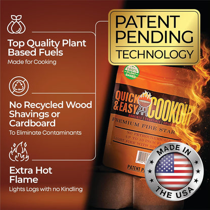 Start Fires Fast with Zero Effort! The Most Powerful Fire Starter You Will Ever Use. Plant-Based Fuels Only. Light Wet Logs Without Kindling. Patent-Pending. for Camping, Fire Pits, Survival