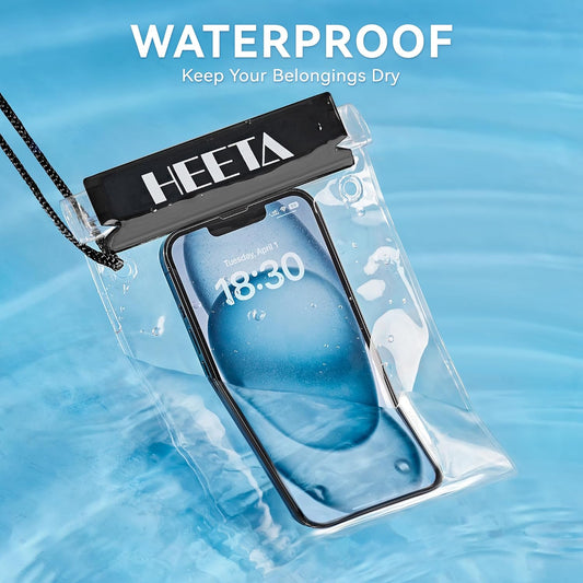 HEETA 5-Pack Clear Waterproof Dry Bag, Water Tight Cases Pouch Dry Bags for Camera Mobile Phone Maps, Kayaking Boating Document Holder
