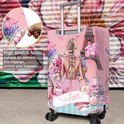 Travel Luggage Cover Suitcase Protector Fits 18-32 Inch Wheel Covers PatternedTravel Related Items Flower Luggage Protector Elastic L