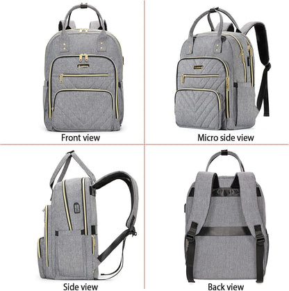 Laptop Backpack for Women Men, School Backpacks for Teens Girls Boys, 17.3 Inch Work Laptop Bag with USB Port Charging, Water Resistant College Bookbags for Girls, Grey