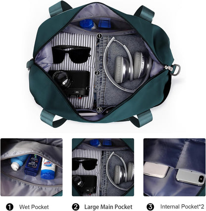 Travel Duffel Bag, Sports Tote Gym Bag, Shoulder Weekender Overnight Bag for Women