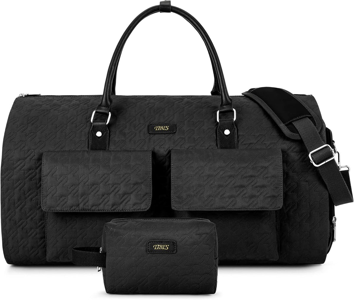 Garment Bag for Travel With Toiletry Bag Convertible Carry On Weekender Bag Large Travel Duffel Bags for Women 2 in 1 Hanging Suitcase Suit Travel Bags for Women & Men 3pcs Set (G-Black)