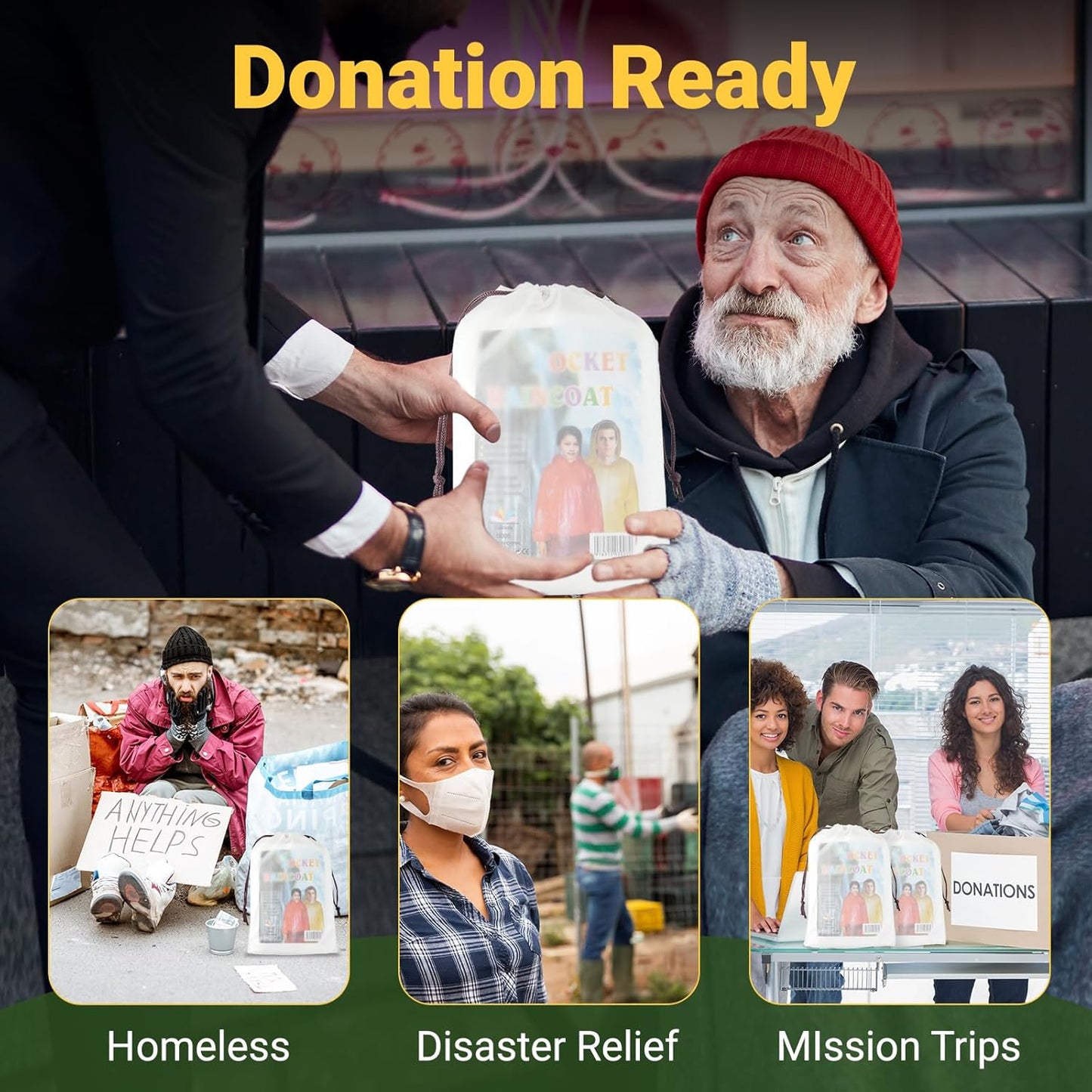 84 Pcs Homeless Care Package Supplies Bulk Hygiene Kits with Nail Clipper, Prepasted Disposable Toothbrushes, Razors, Ponchos, Combs, Socks & Drawstring Bags — Ideal Charity or Personal Travel Package