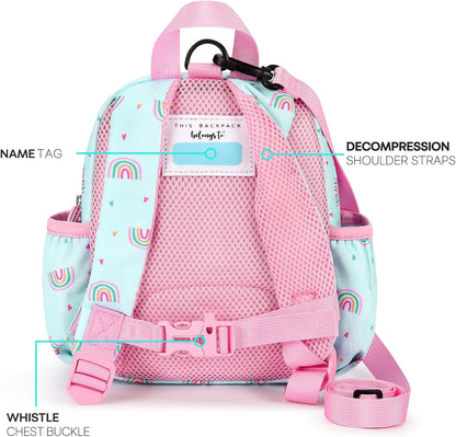 mibasies Backpack Leash for Toddlers 1-3: Baby Backpack for Girls with Anti-Lost Harness - Rainbow