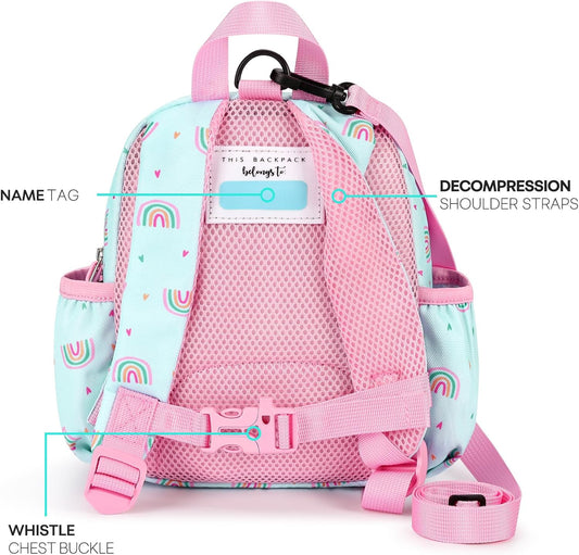 mibasies Backpack Leash for Toddlers 1-3: Baby Backpack for Girls with Anti-Lost Harness - Rainbow