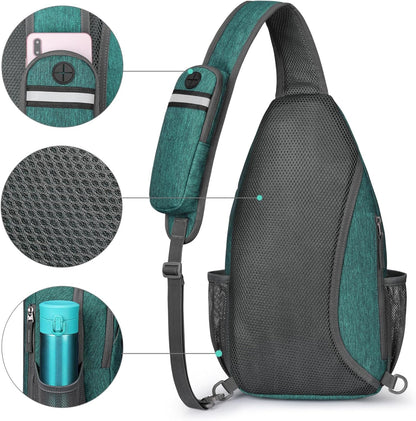 G4Free Sling Bag RFID Blocking Sling Backpack Crossbody Chest Bag Daypack for Hiking Travel(Dark Green)