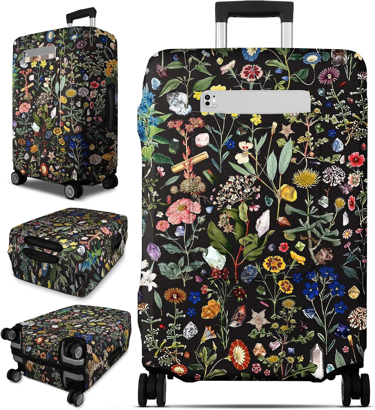 Slohif Luggage Cover for Suitcase Tsa Approved Protector - Luggage Sleeve Large Suit Case Cover Travel Stretch Baggage Case Protective Washable Fit 31-32 Inch Flower XL