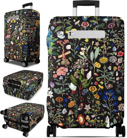 Slohif Luggage Cover for Suitcase Tsa Approved Protector - Luggage Sleeve Large Suit Case Cover Travel Stretch Baggage Case Protective Washable Fit 31-32 Inch Flower XL