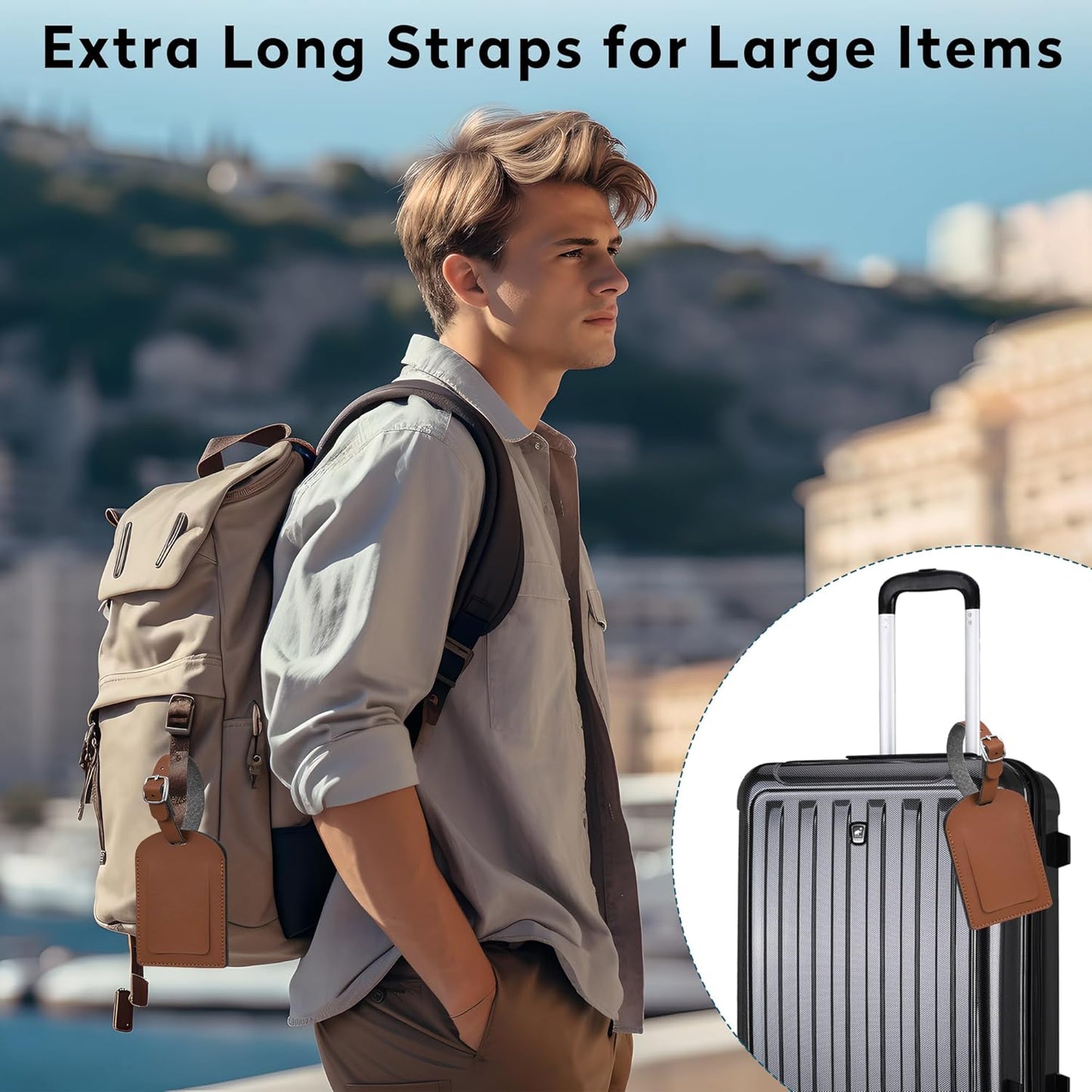 Luggage Tags for Suitcase Travel Bag Labels Privacy Protection Luggage Tag for Baggage PVC Baggage ID Label Tags 2 Pack Yellow+Brown