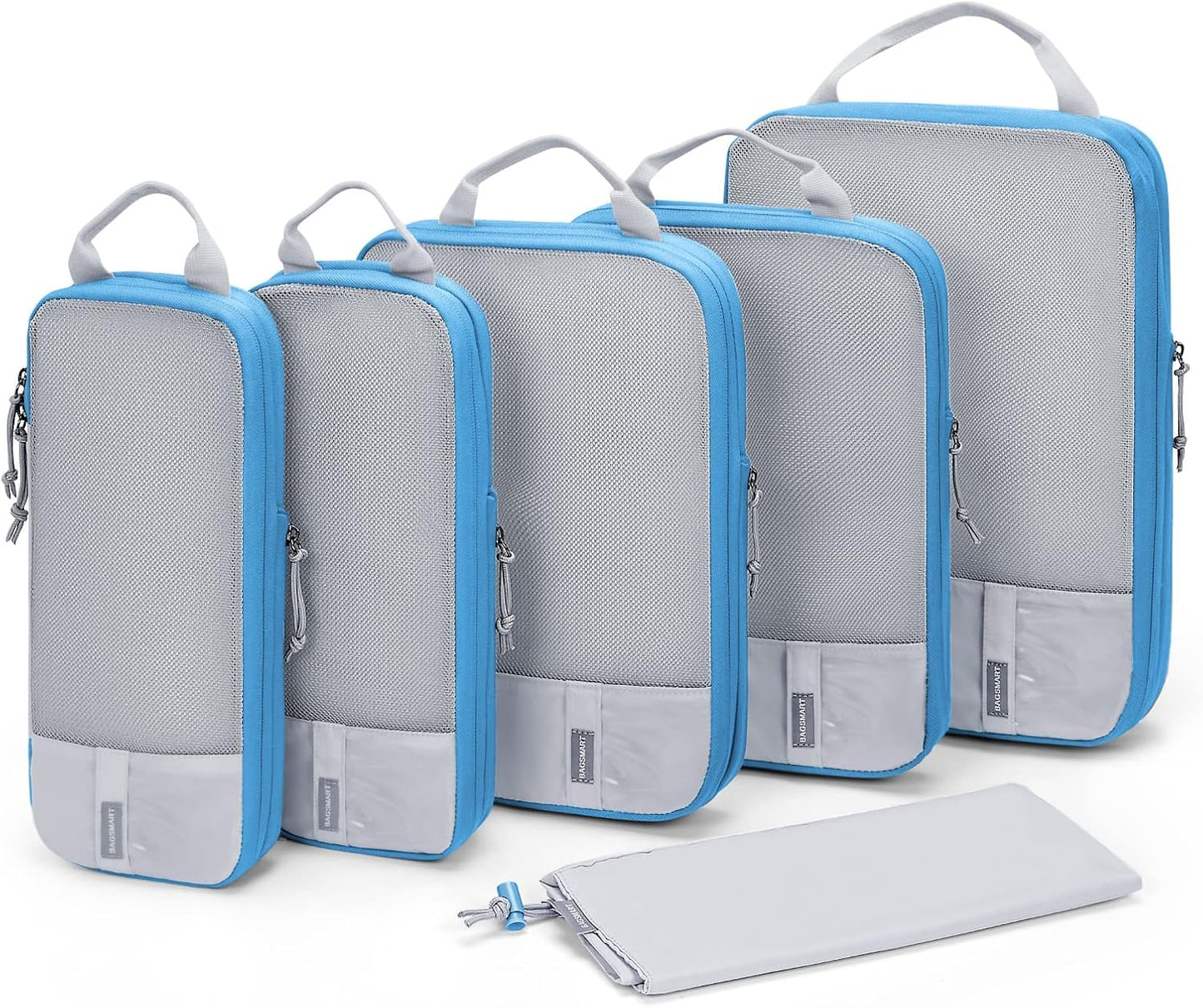 BAGSMART 6 Set Compression Packing Cubes - Lightweight Travel Essentials, Durable Luggage Organizer