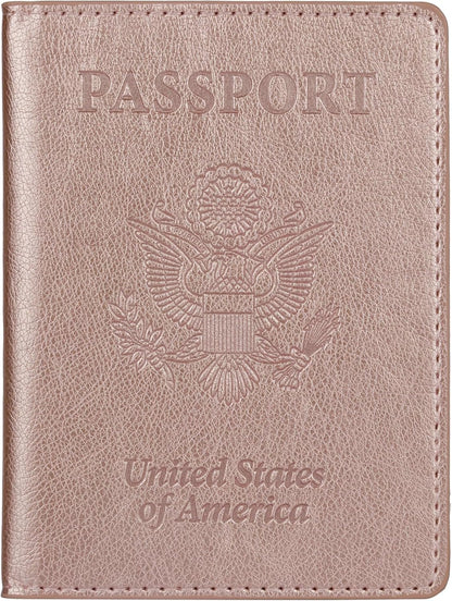 TIGARI Passport Holder for Travel Women Men, PU Leather Passport Wallet Cover Case Sleeve, Waterproof Protected Document Organizer, Family Vacation Plane Cruise Travel Essentials-Pink