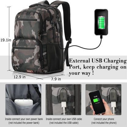 BIKROD Backpack for Boys Men, School Backpack for Teens Girls, Lightweight Casual High School Bookbag, Daily-use Travel Laptop Backpack with USB Charging Port Fits 15.6 Inch Notebook